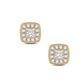 Square Halo Diamond Elegance Stud Earrings - 14K Yellow Gold