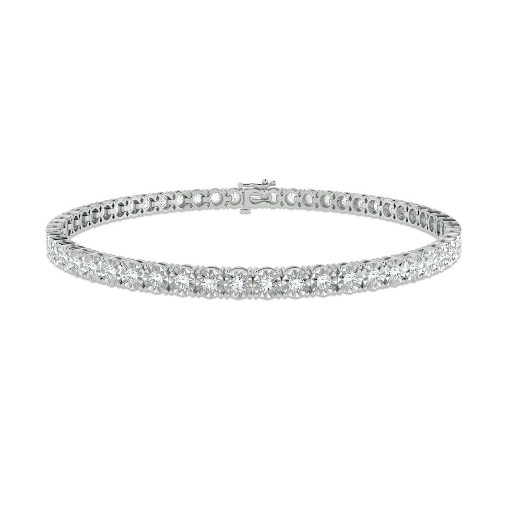 Pulsera clásica de tenis de diamantes en oro blanco de 10 quilates