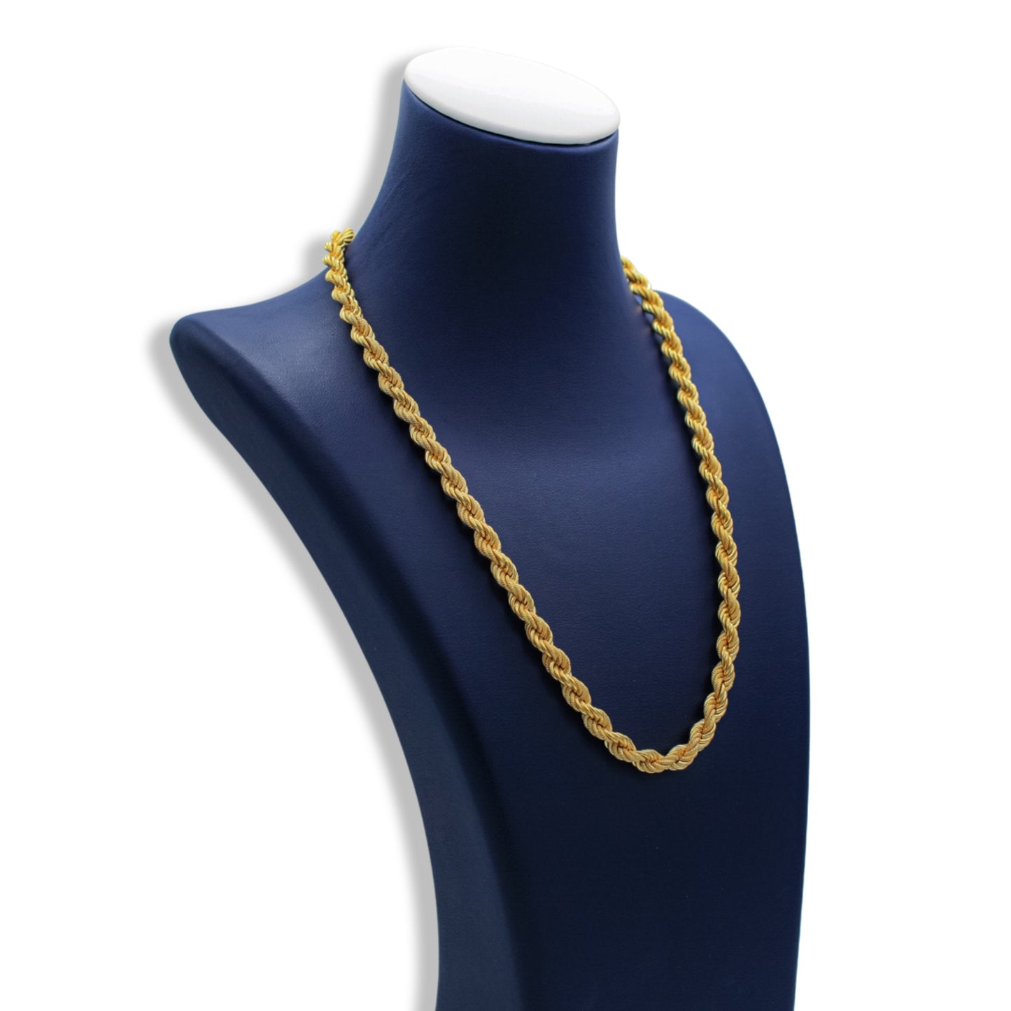 Collar de cadena de cuerda de 5 mm en oro amarillo semihueco de 18 quilates