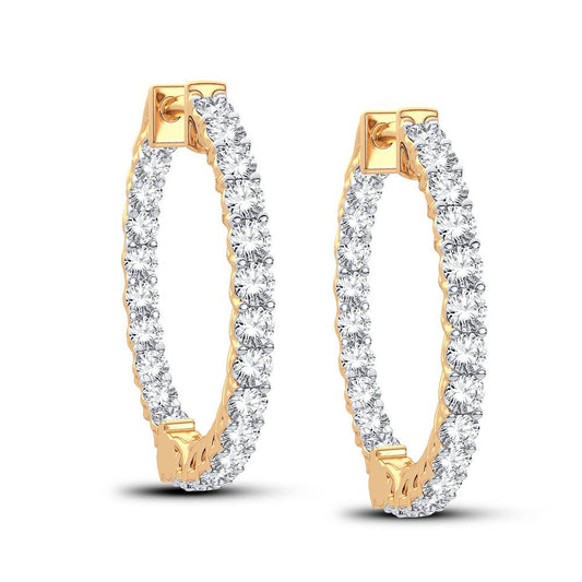 Luxe Full-Circle Diamond Hoop Earrings - 14K Yellow Gold