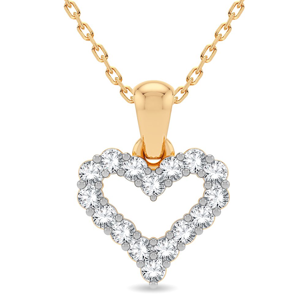 Corazón resplandeciente - Exquisito colgante de diamantes de 0,25 quilates en oro amarillo de 14 quilates