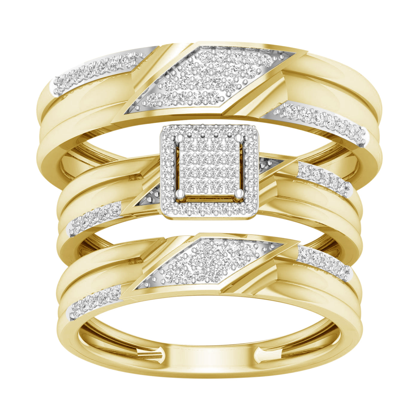 10K Yellow Gold 0.33 CT Diamond Accent Trio Set