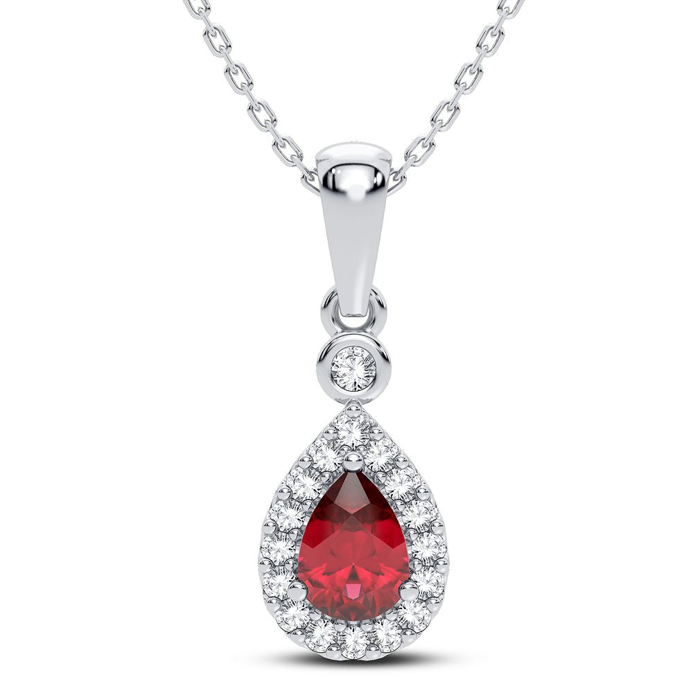 Colgante de rubí con diamantes de 14 quilates y 0,10 quilates