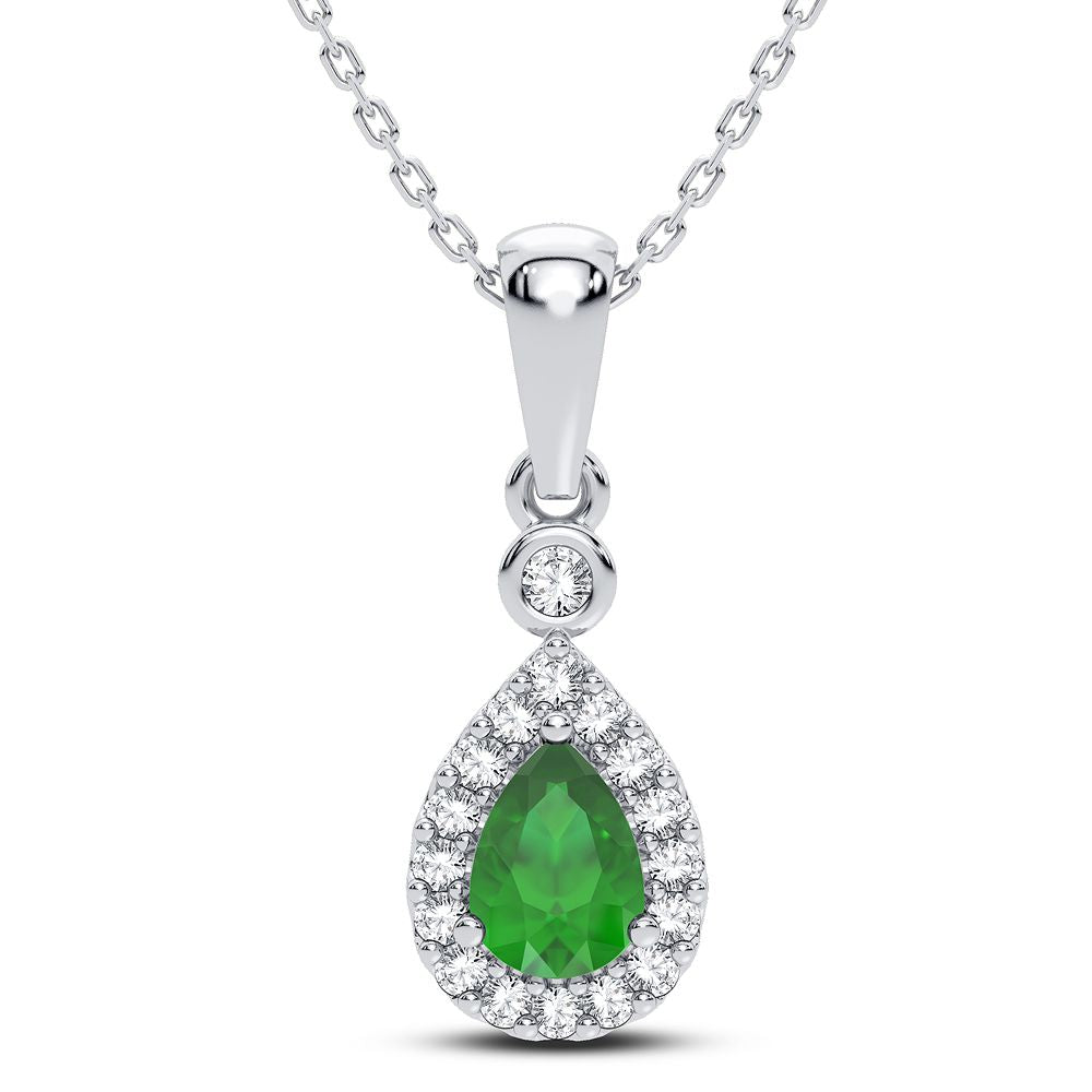 Colgante de esmeralda con diamantes de 14 quilates y 0,10 quilates