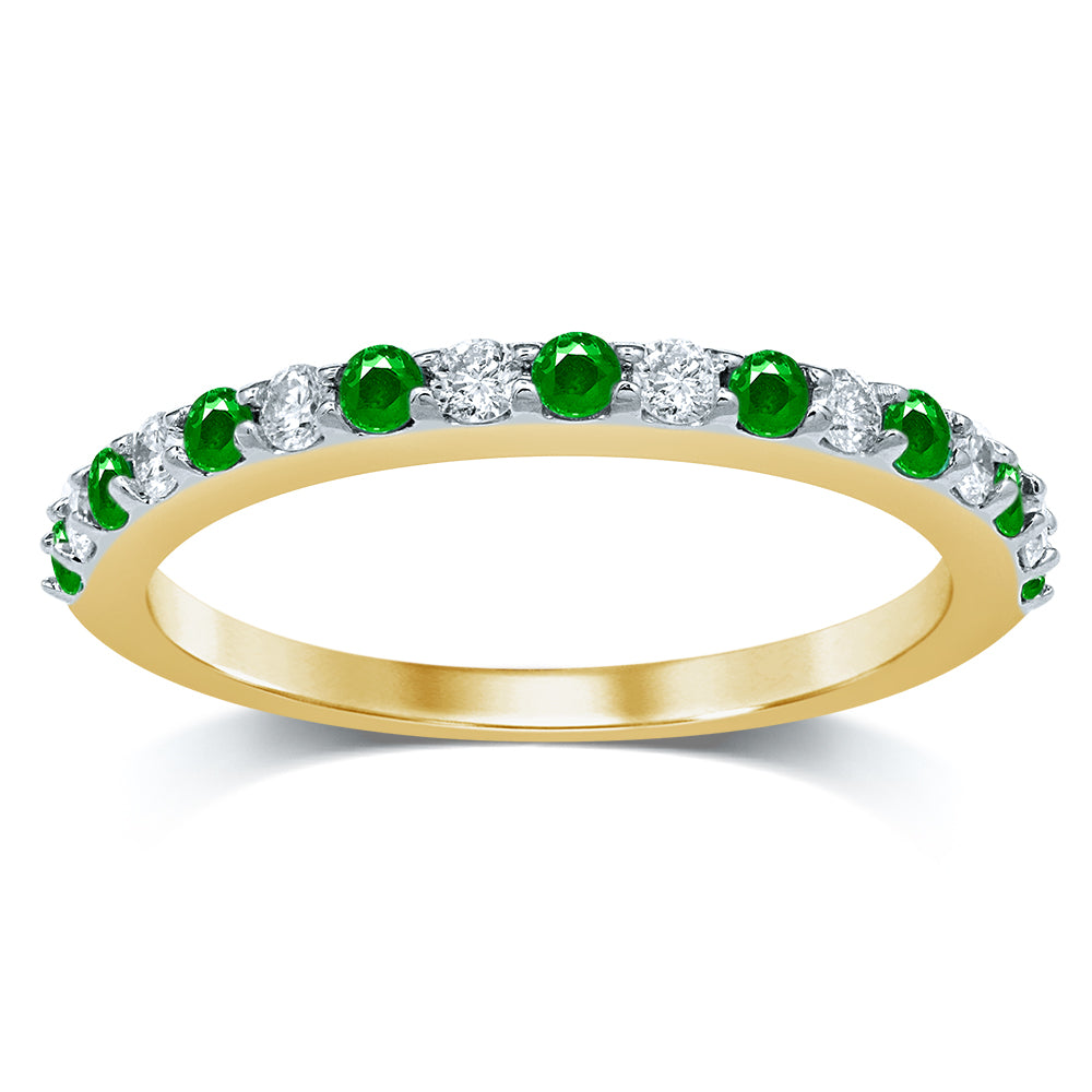 Vivid Harmony - Banda de esmeralda y diamante de 0,20 quilates en oro blanco de 14 quilates