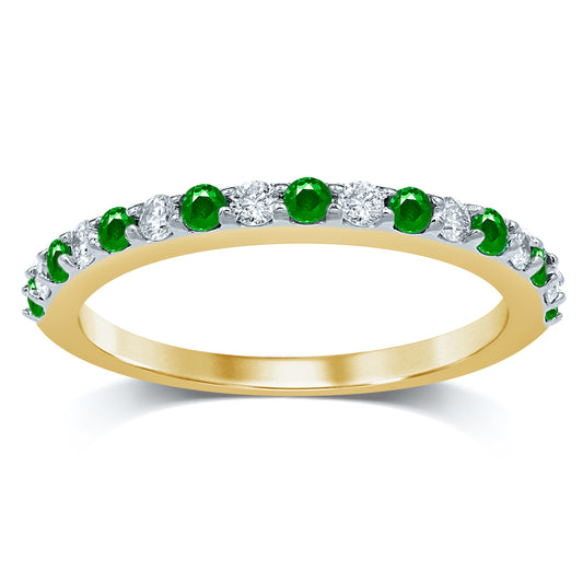 Vivid Harmony - Banda de esmeralda y diamante de 0,20 quilates en oro blanco de 14 quilates