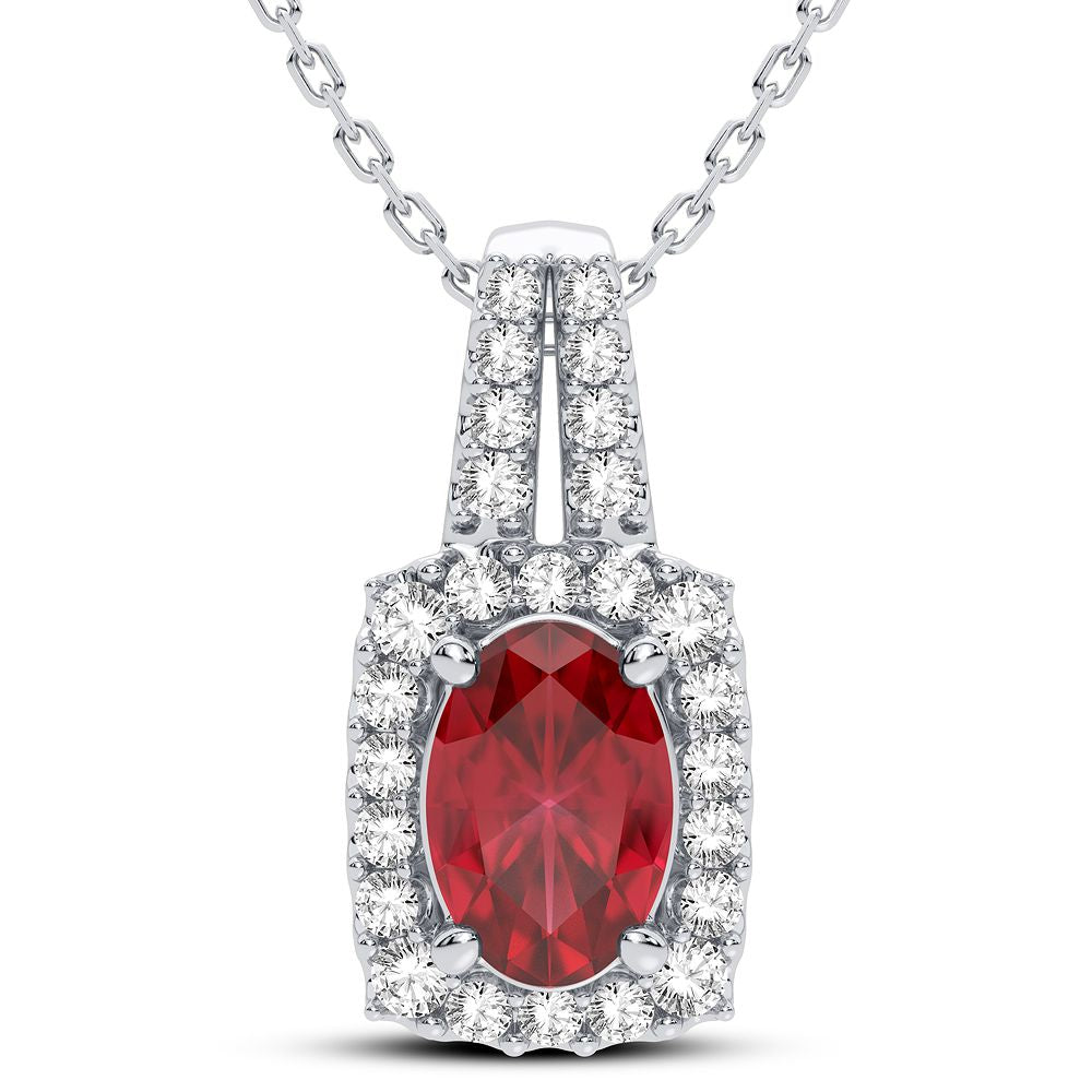 Colgante de rubí con diamantes de 14 quilates y 0,26 quilates