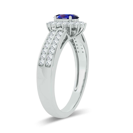 Luz de estrella de zafiro: anillo de zafiro y diamantes de 0,25 quilates en oro blanco de 14 quilates