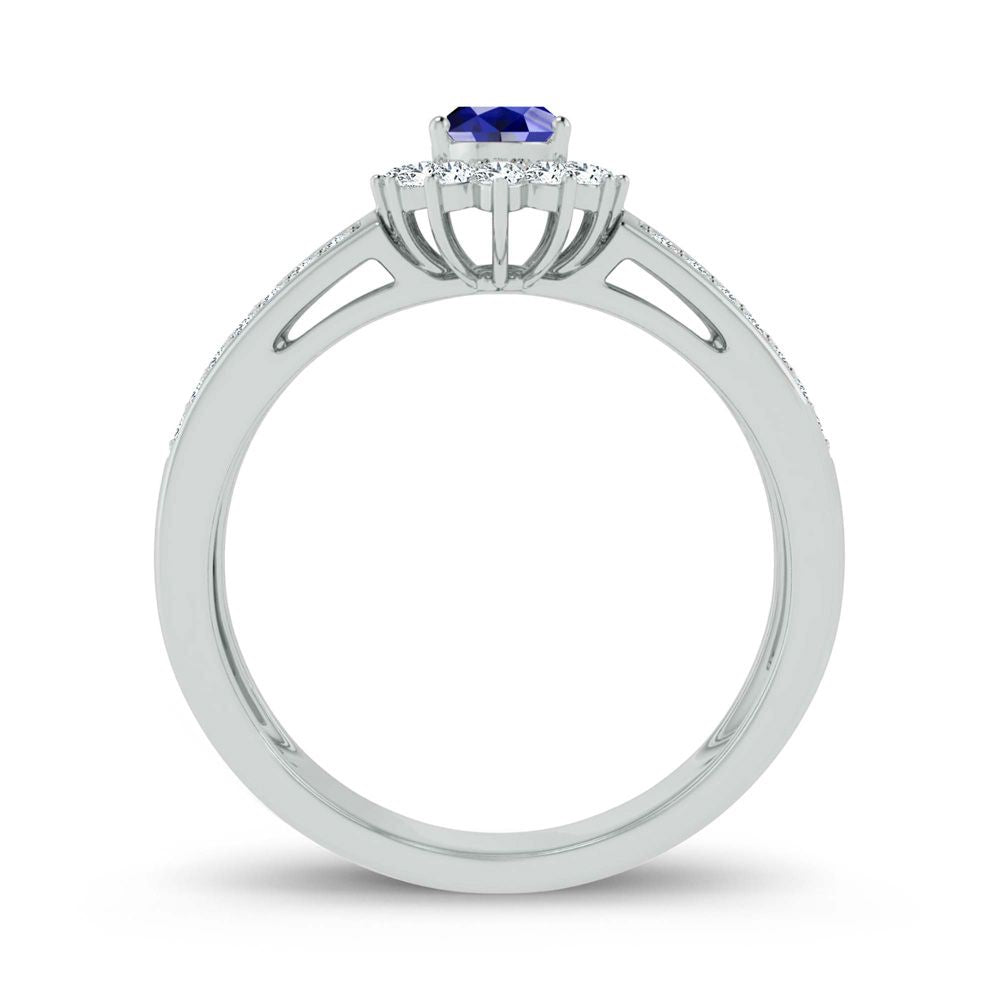 Sapphire Starlight: 14K White Gold 0.25ct Diamond and Sapphire Ring