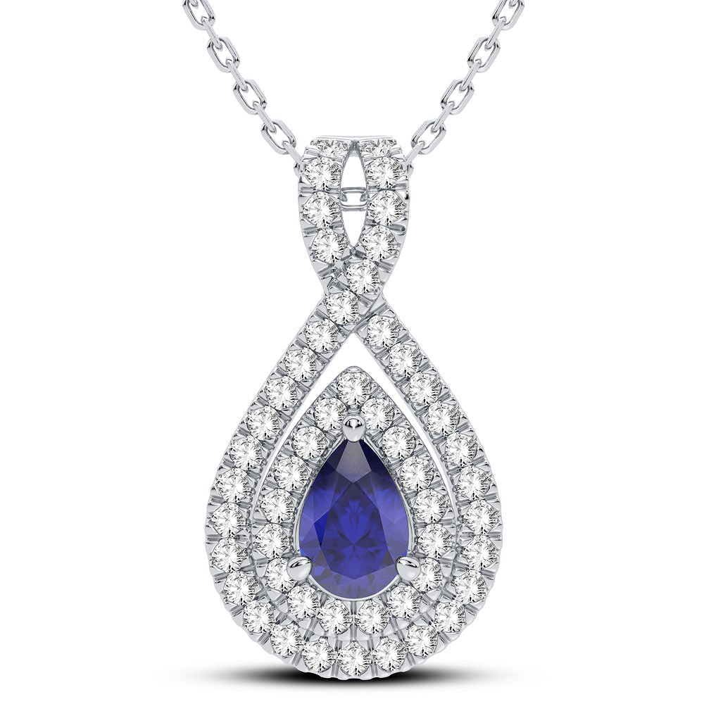 Colgante de zafiro con diamantes de 14 quilates y 0,33 quilates