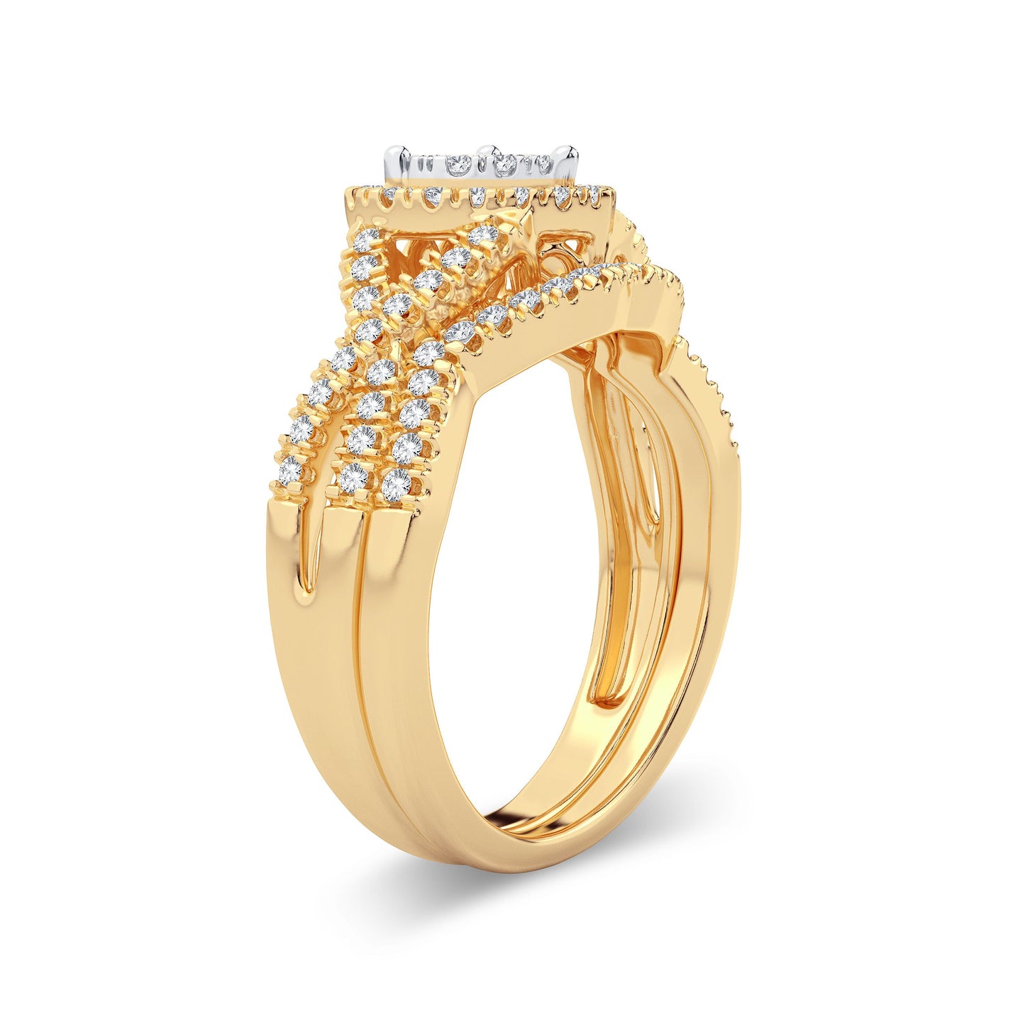 Heartfelt Harmony - 14K Yellow Gold 0.50CT Diamond Heart Bridal Set