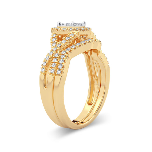 Heartfelt Harmony - 14K Yellow Gold 0.50CT Diamond Heart Bridal Set