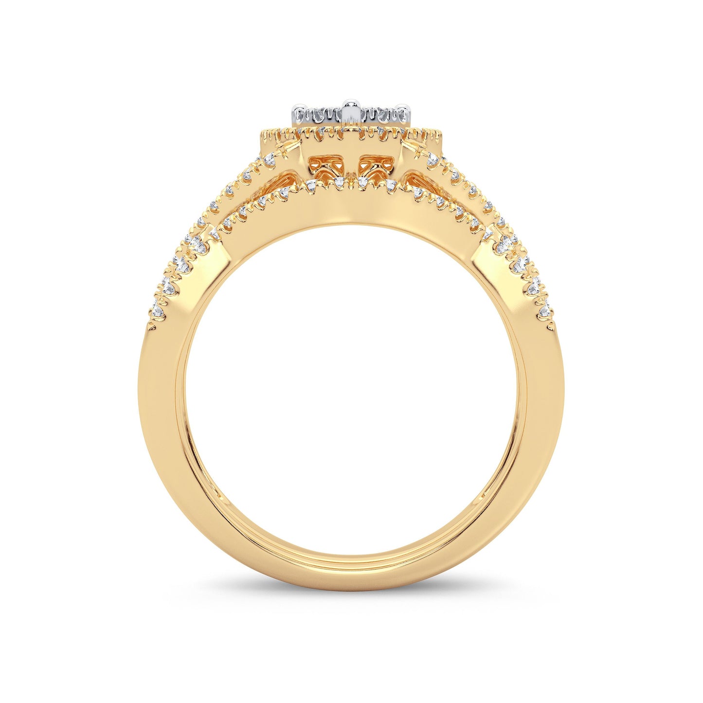 Heartfelt Harmony - 14K Yellow Gold 0.50CT Diamond Heart Bridal Set