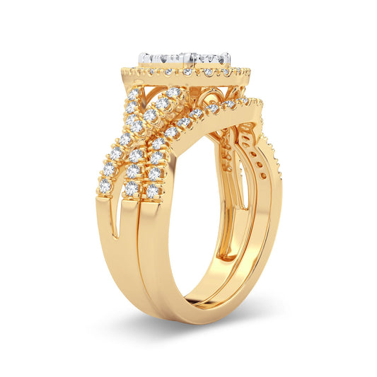 Crowning Splendor - 14K Yellow Gold 1.00CT Diamond Bridal Set