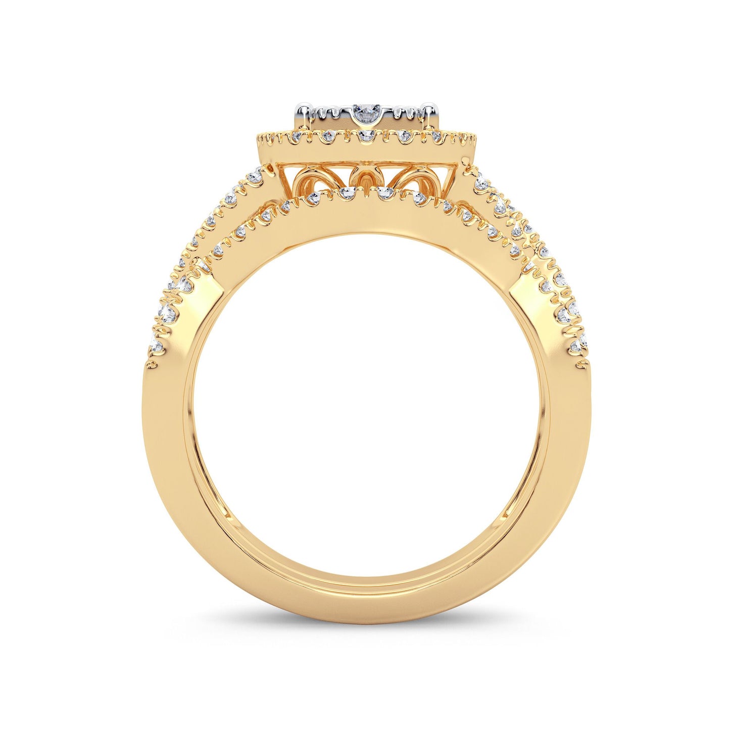 Crowning Splendor - 14K Yellow Gold 1.00CT Diamond Bridal Set