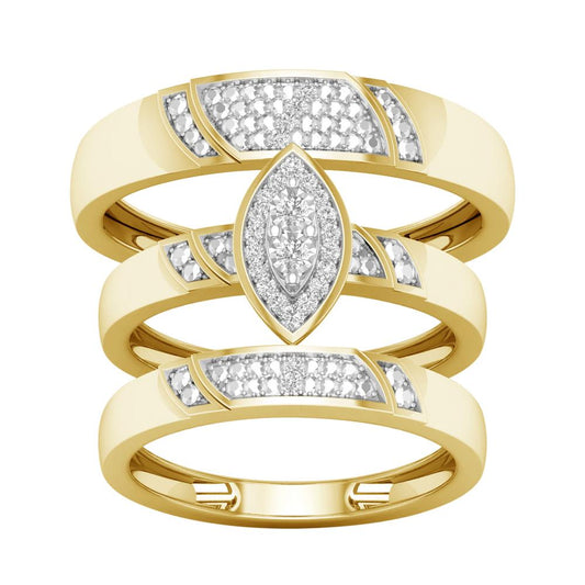 10K Yellow Gold 0.07 CT Diamond Marquise Trio Set