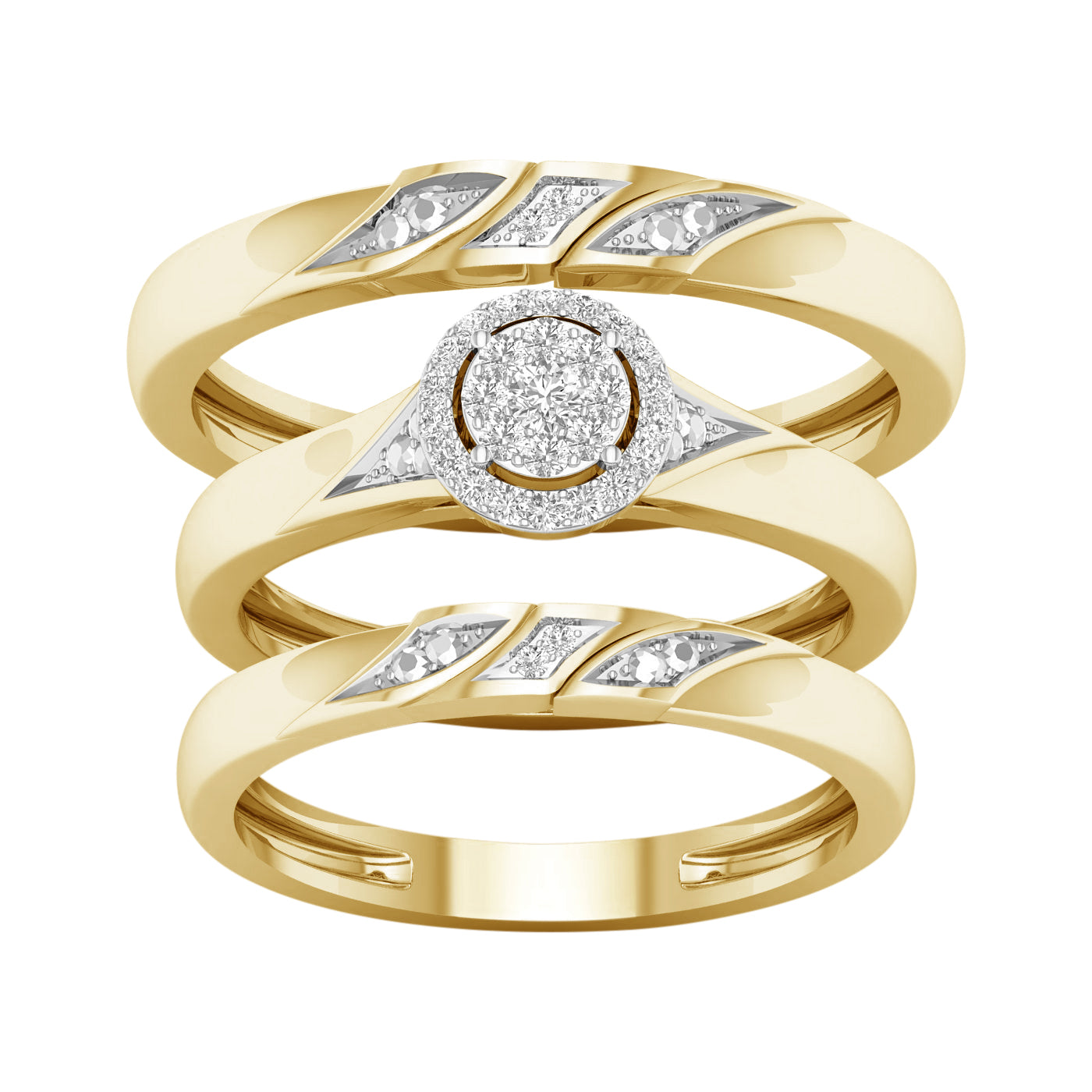 10K Yellow Gold 0.07 CT Round Diamond Trio Set
