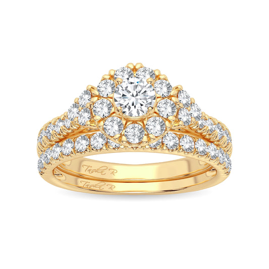 Golden Coronet - 14K Yellow Gold 1.00ct Diamond Bridal Set