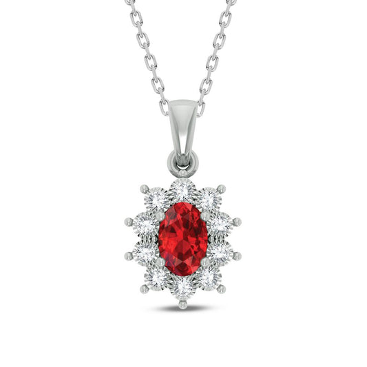 Ruby Radiance 10K White Gold 0.06CT Diamond and Ruby Pendant