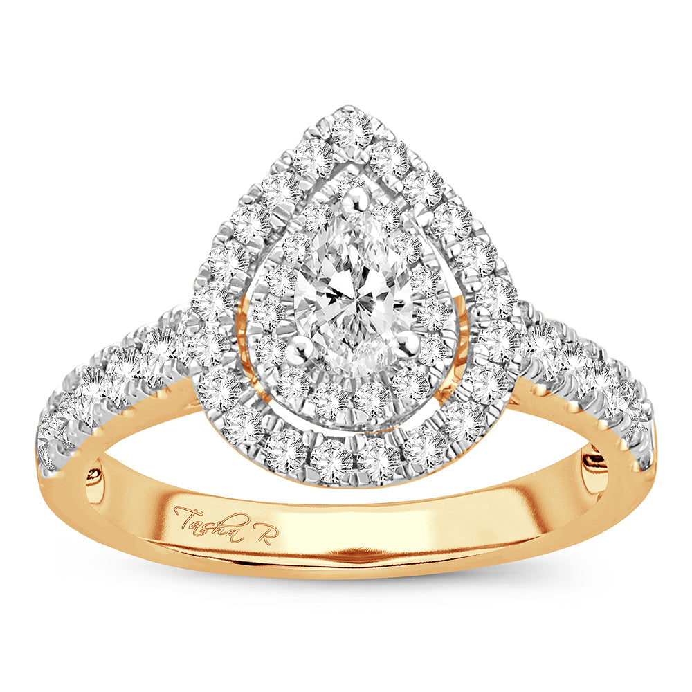 Aura nacarada - Anillo de compromiso de diamantes de 14 quilates y 1,00 quilates