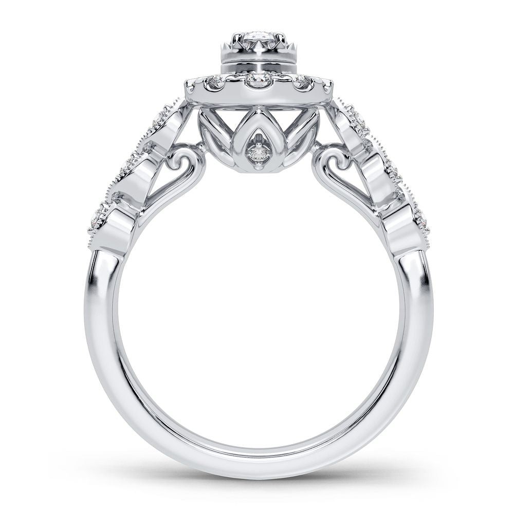 Brillo ovalado - Anillo de compromiso de diamantes de 14 quilates y 0,77 quilates