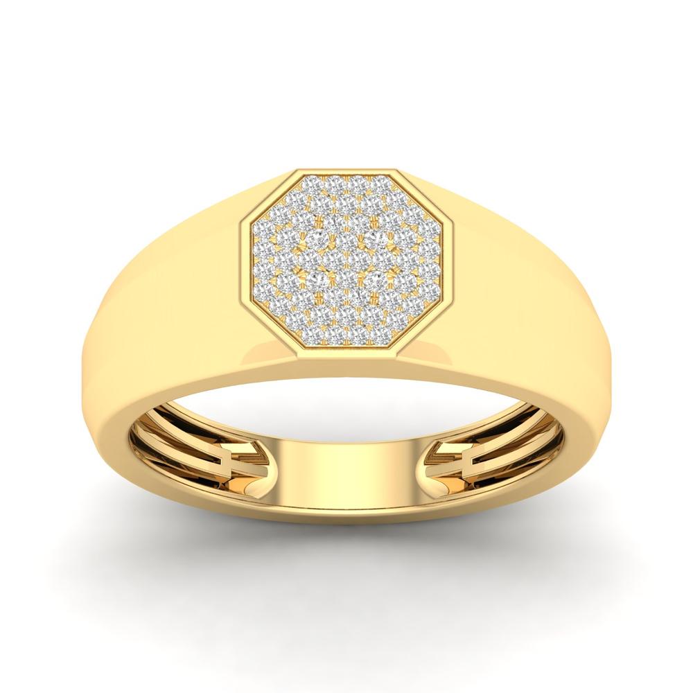 10K Yellow Gold Octagonal 0.15 CT Diamond Men's Ring
