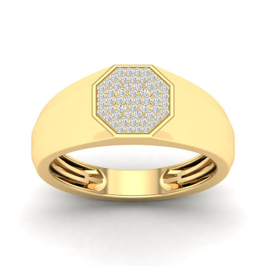 10K Yellow Gold Octagonal 0.15 CT Diamond Men's Ring