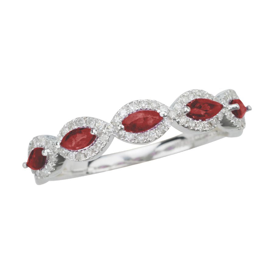 ANILLO DE RUBÍ CON DIAMANTE DE 14K Y 0.17CT