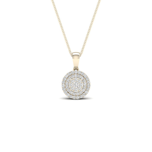 Round 10K Yellow Gold 0.13CT Diamond Pendant