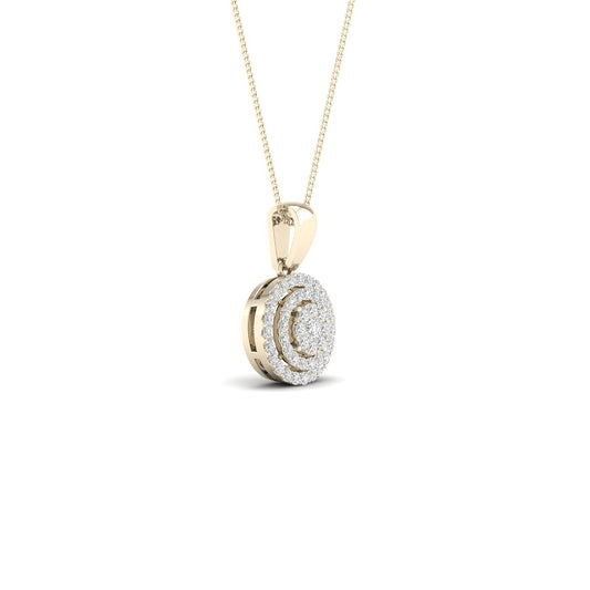 Round 10K Yellow Gold 0.13CT Diamond Pendant