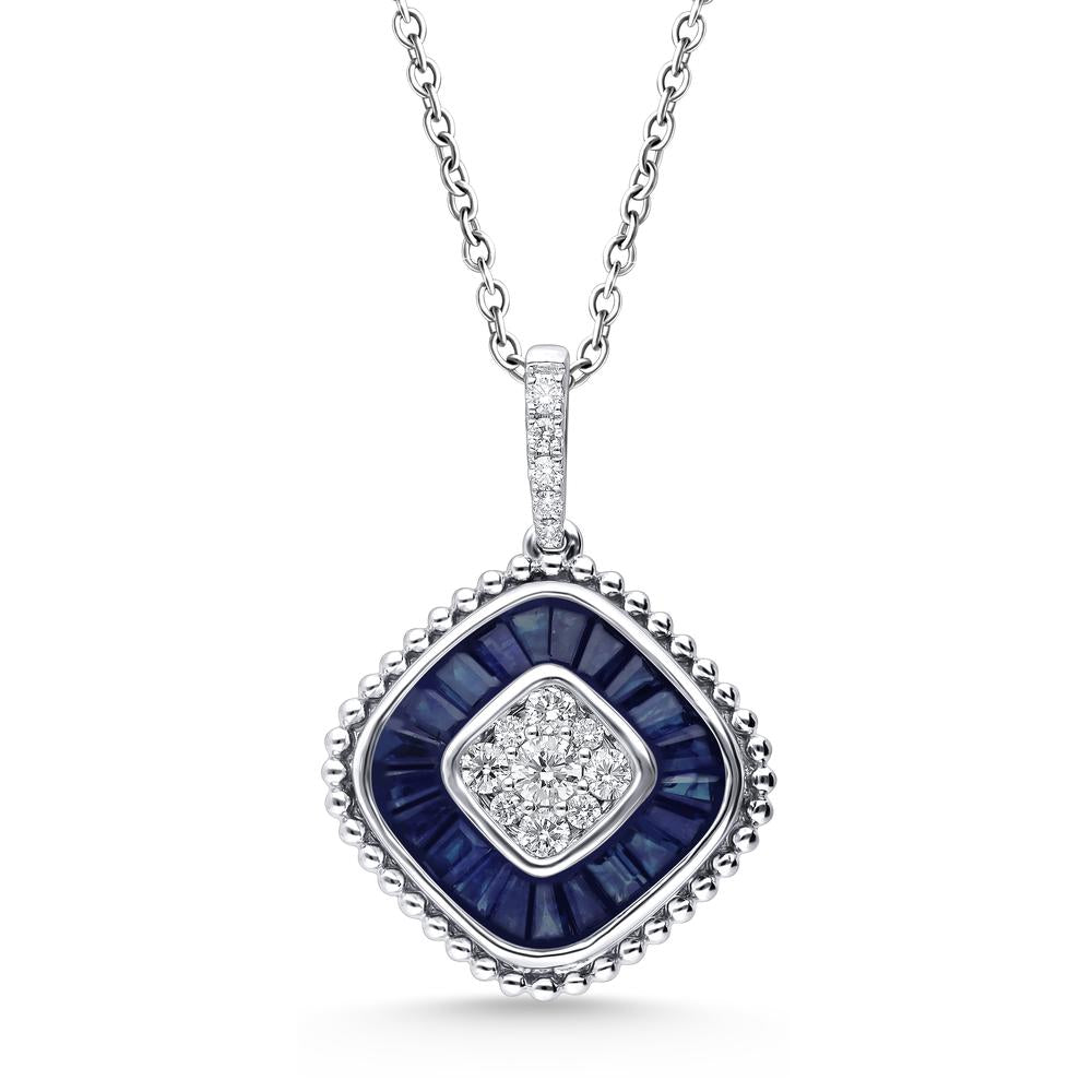 Colgante de ZAFIRO con diamantes de 14 quilates y 0,25 quilates
