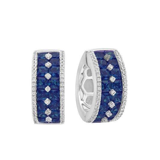 Elegantes aretes de aro en oro blanco de 14 quilates con diamantes de 0,44 quilates