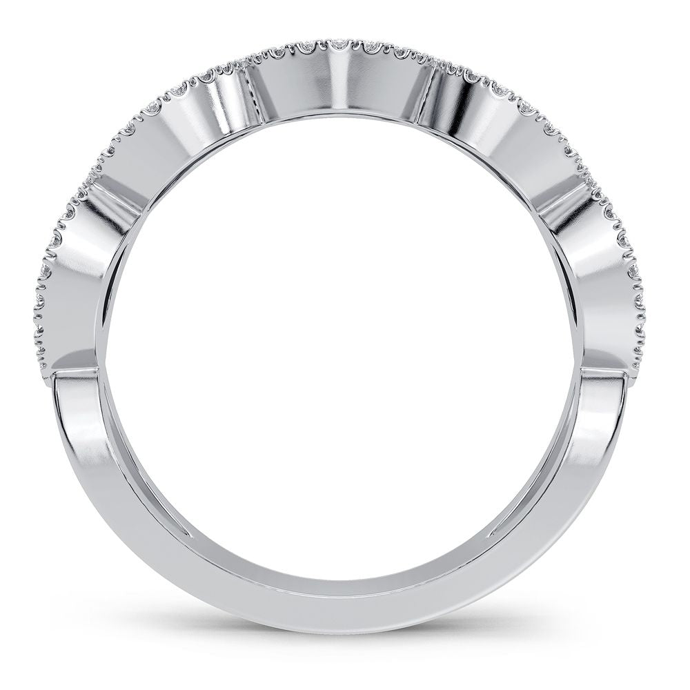 Verde Vista - 14K White Gold 0.20CT Diamond and Green Gemstone Band