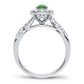 14K White Gold 0.27ct Diamond & Emerald Pear-Shaped Ring