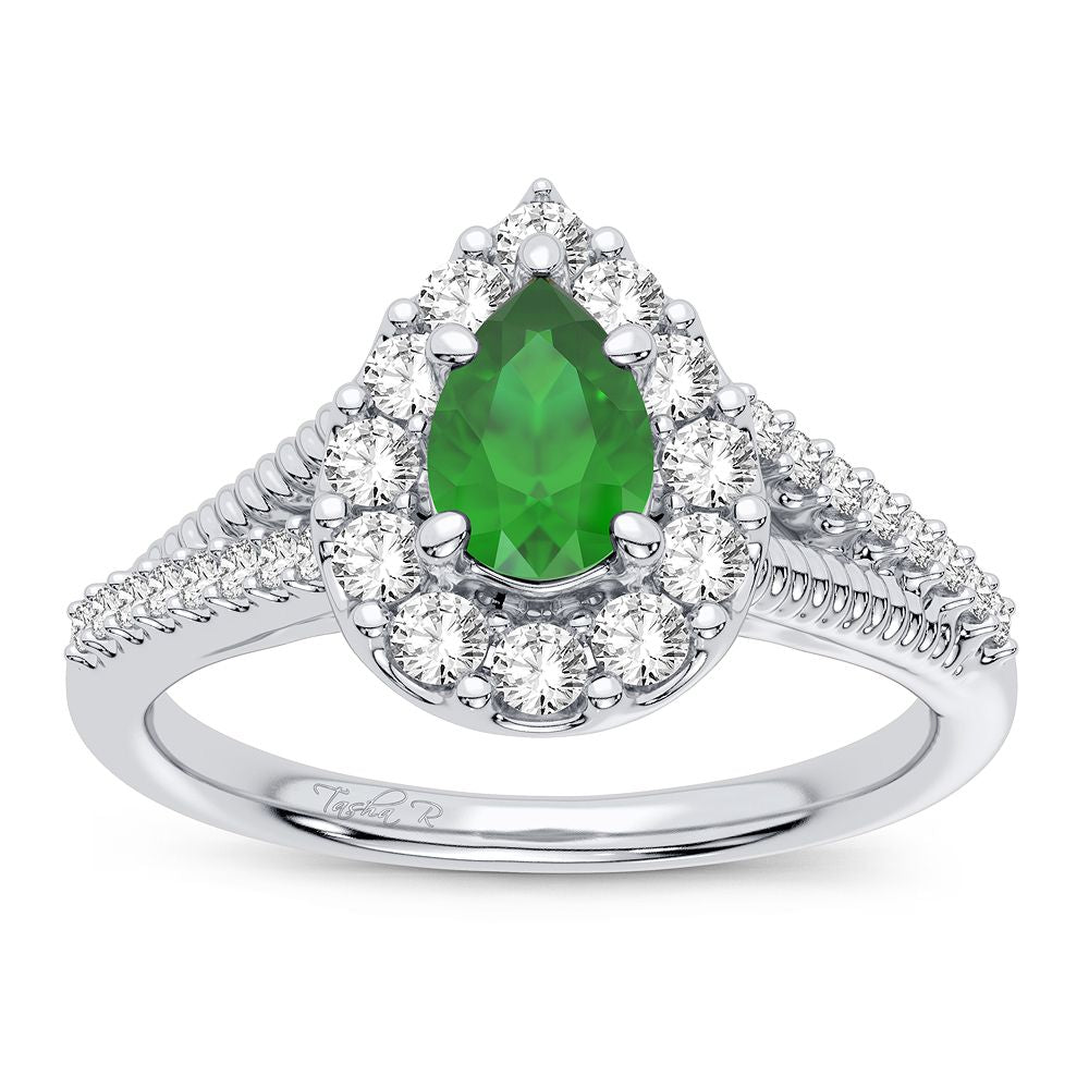 Anillo con esmeralda de diamantes de 14 quilates y 0,33 quilates