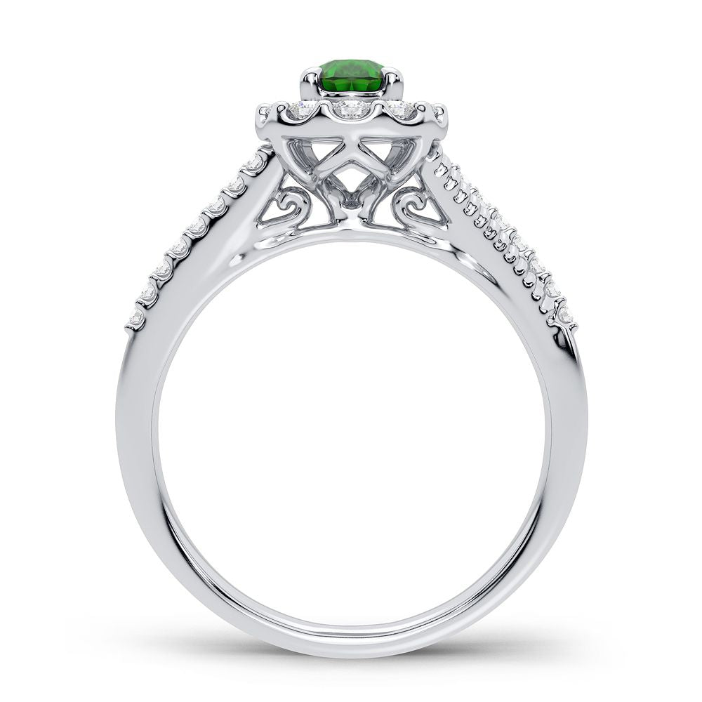 Anillo con esmeralda de diamantes de 14 quilates y 0,33 quilates