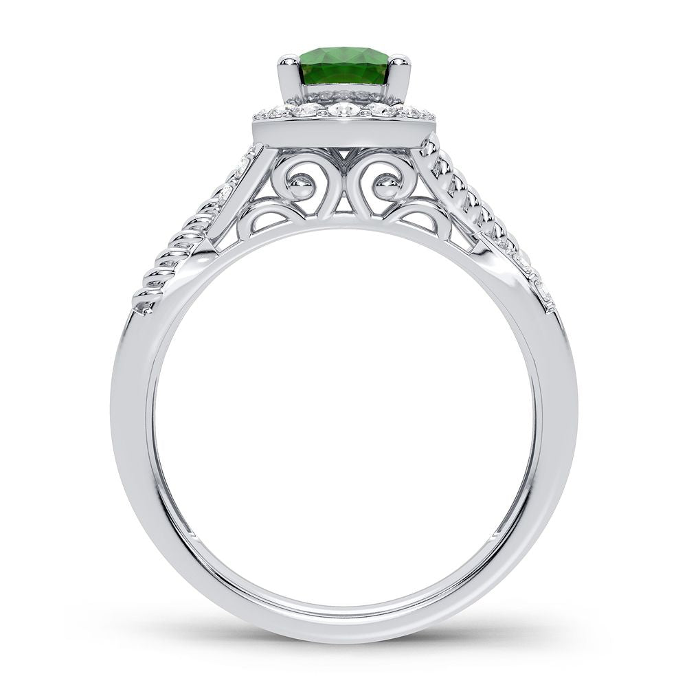 Anillo con esmeralda de diamantes de 14 quilates y 0,25 quilates