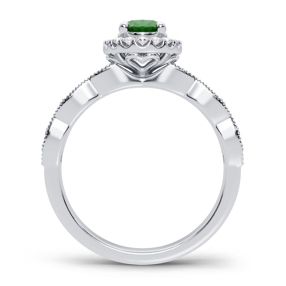 Anillo con esmeralda de diamantes de 14 quilates y 0,25 quilates
