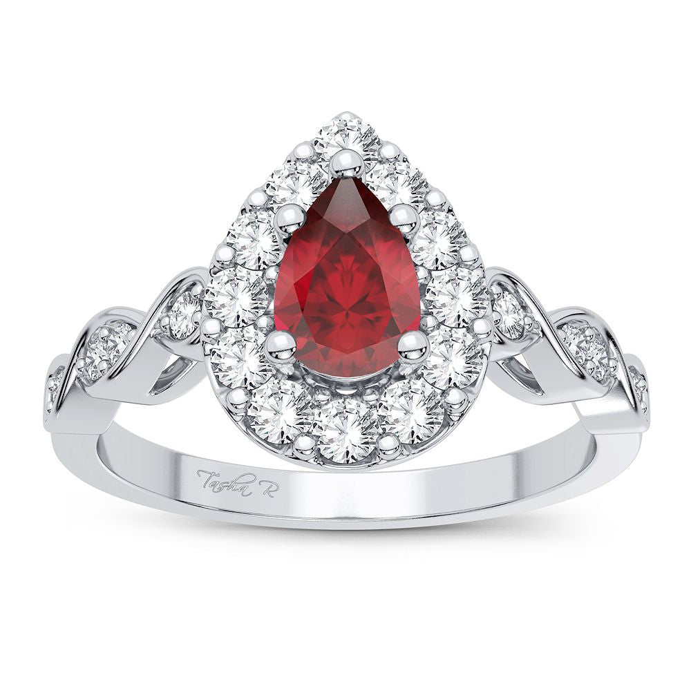 Anillo de rubí y diamantes de 14 quilates y 0,28 quilates