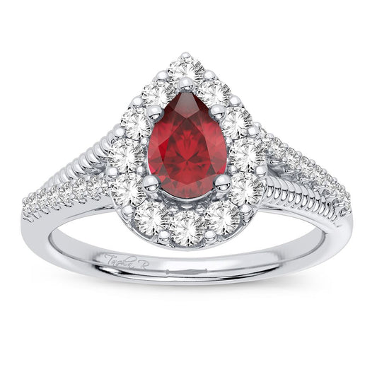 Anillo de rubí y diamantes de 14 quilates y 0,33 quilates