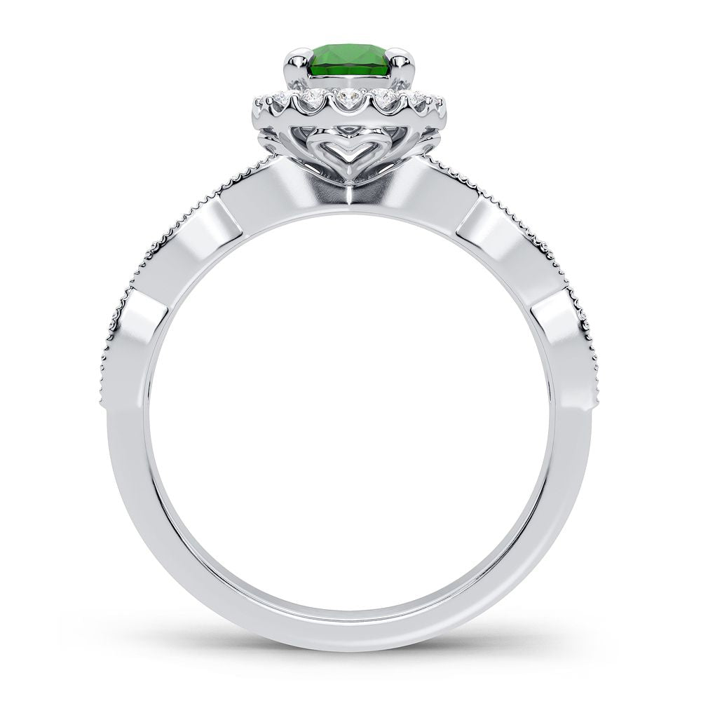 Anillo de esmeralda de diamantes de 14 quilates y 0,28 quilates
