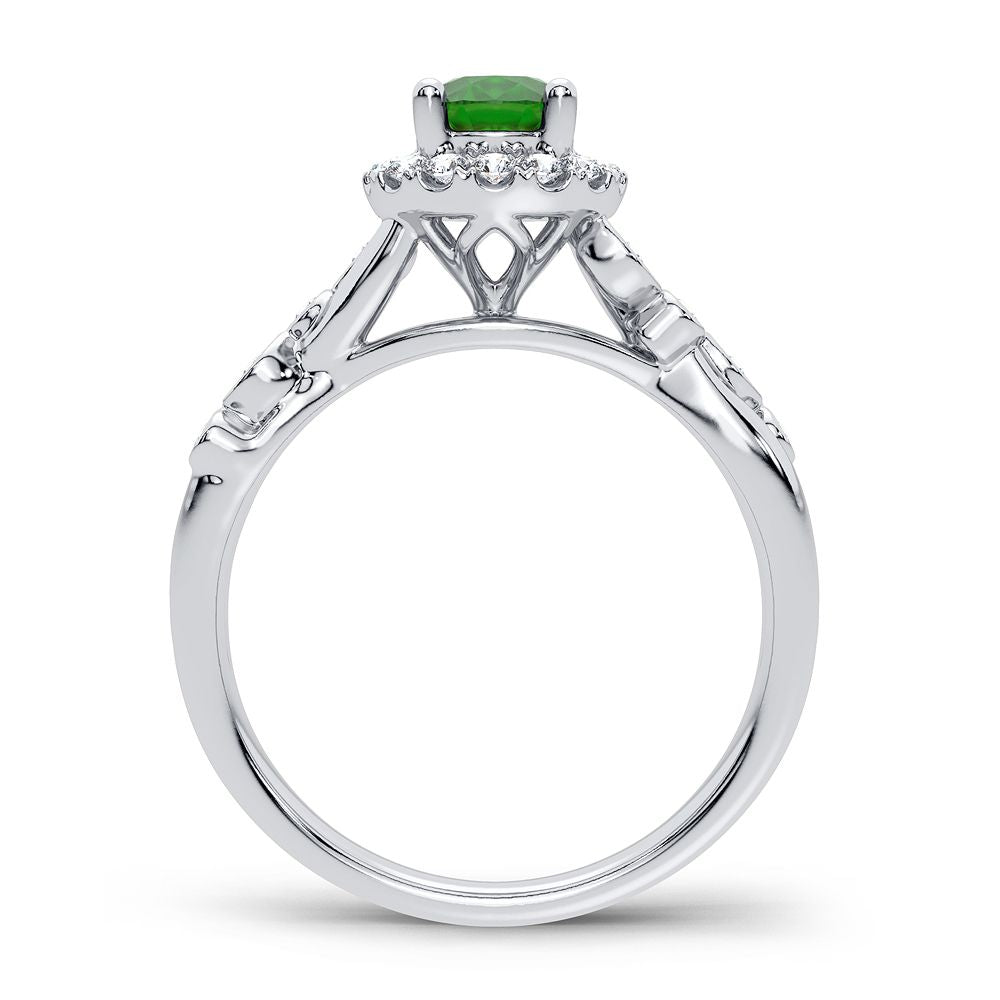 Anillo de esmeralda de diamantes de 14 quilates y 0,20 quilates