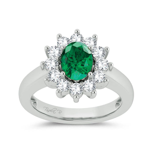 14K 0.79ct Diamond Emerald Ring