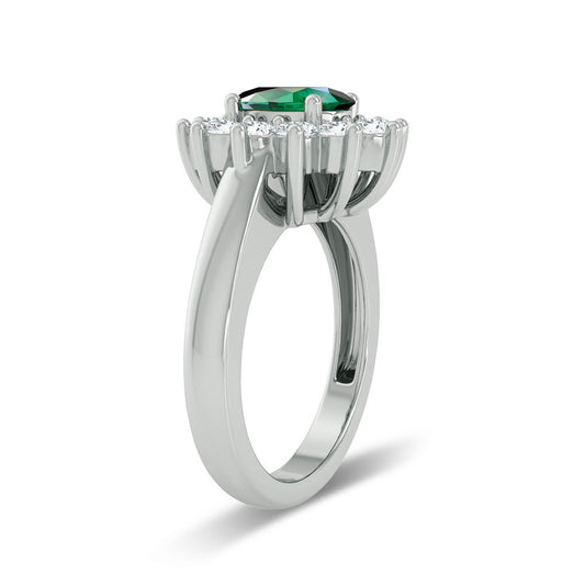 Anillo con esmeralda de diamantes de 14 quilates y 0,79 ct