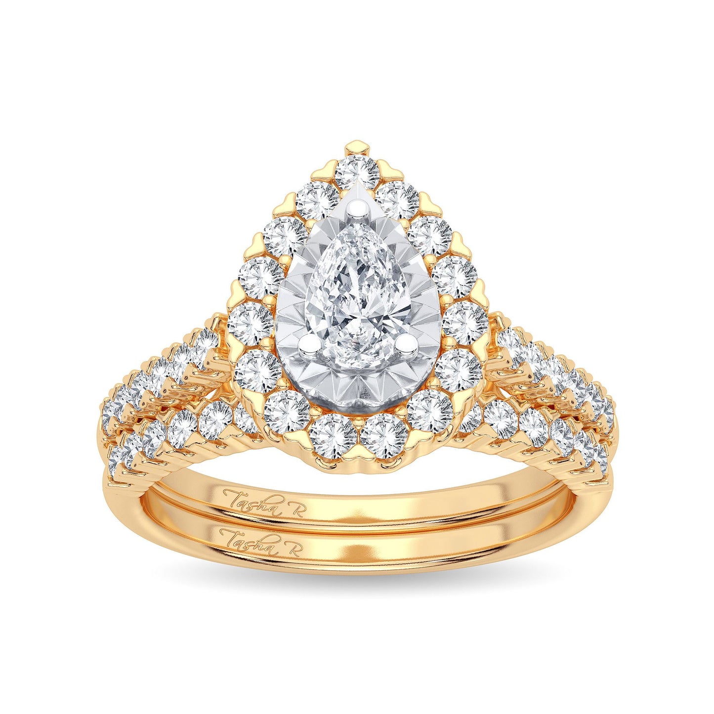 Pear Elegance - 14K Yellow Gold 1.05 CT Diamond Bridal Ring