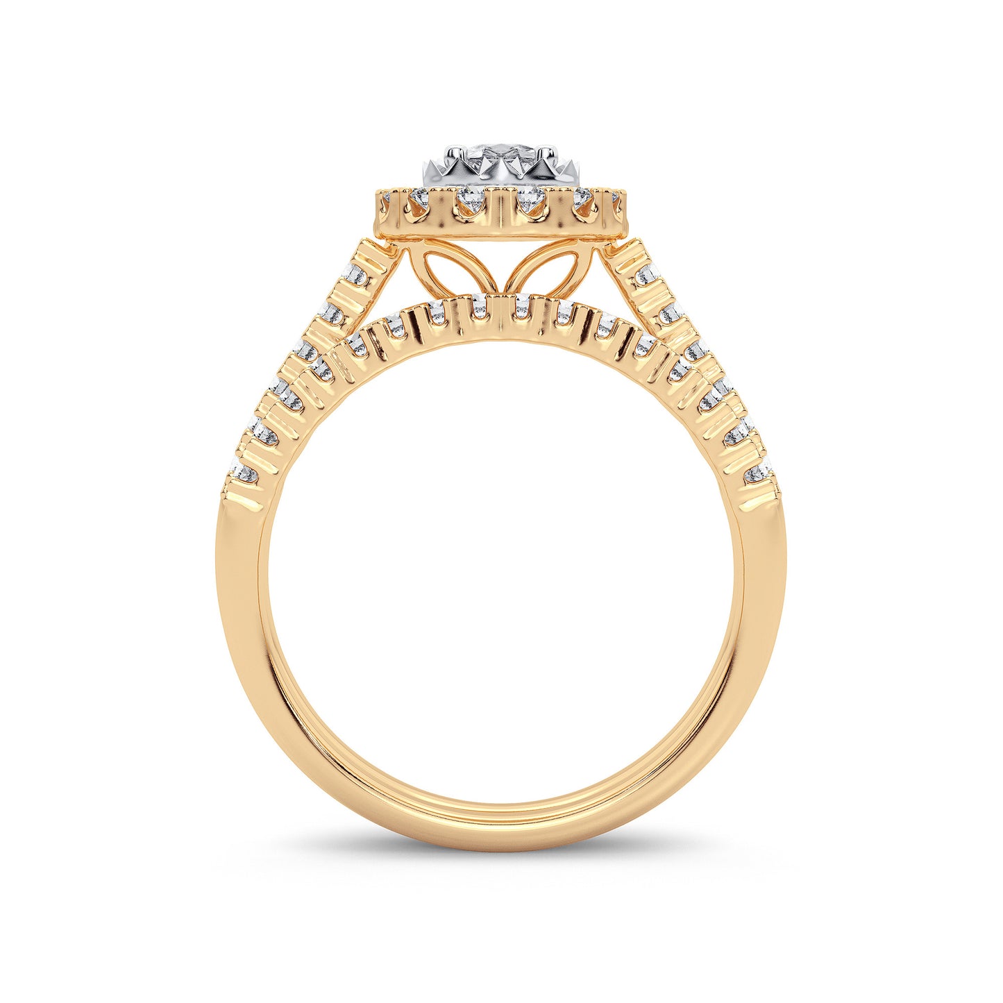 Pear Elegance - 14K Yellow Gold 1.05 CT Diamond Bridal Ring