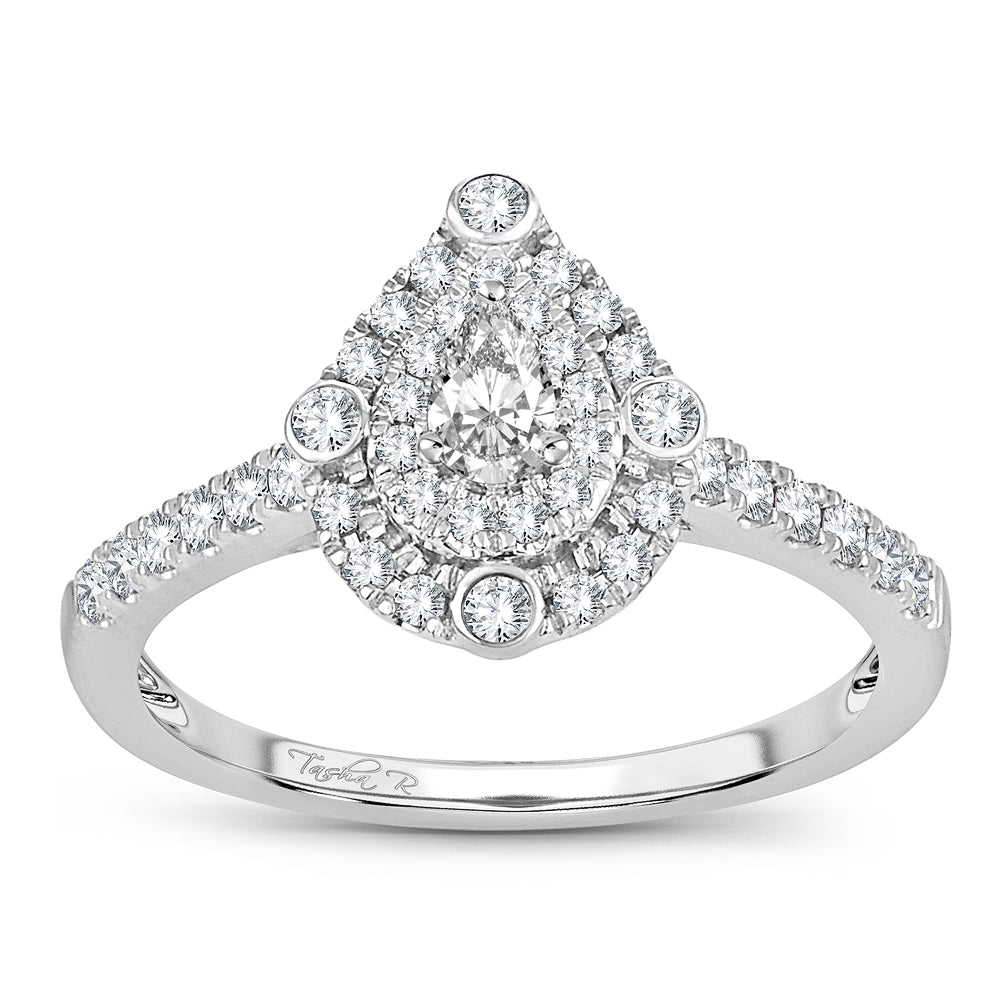 Drop Radiance - Anillo de compromiso de diamantes de 14 quilates y 0,50 quilates