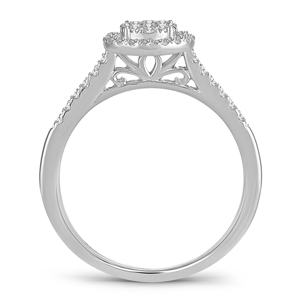 Halo Promise - Anillo de compromiso de diamantes de 14 quilates y 0,33 quilates