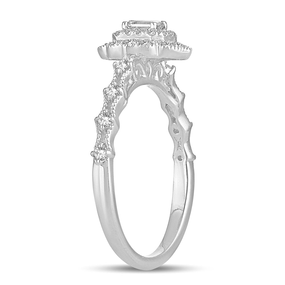 Esplendor clásico: Anillo de compromiso de diamantes de 14 quilates y 0,50 quilates