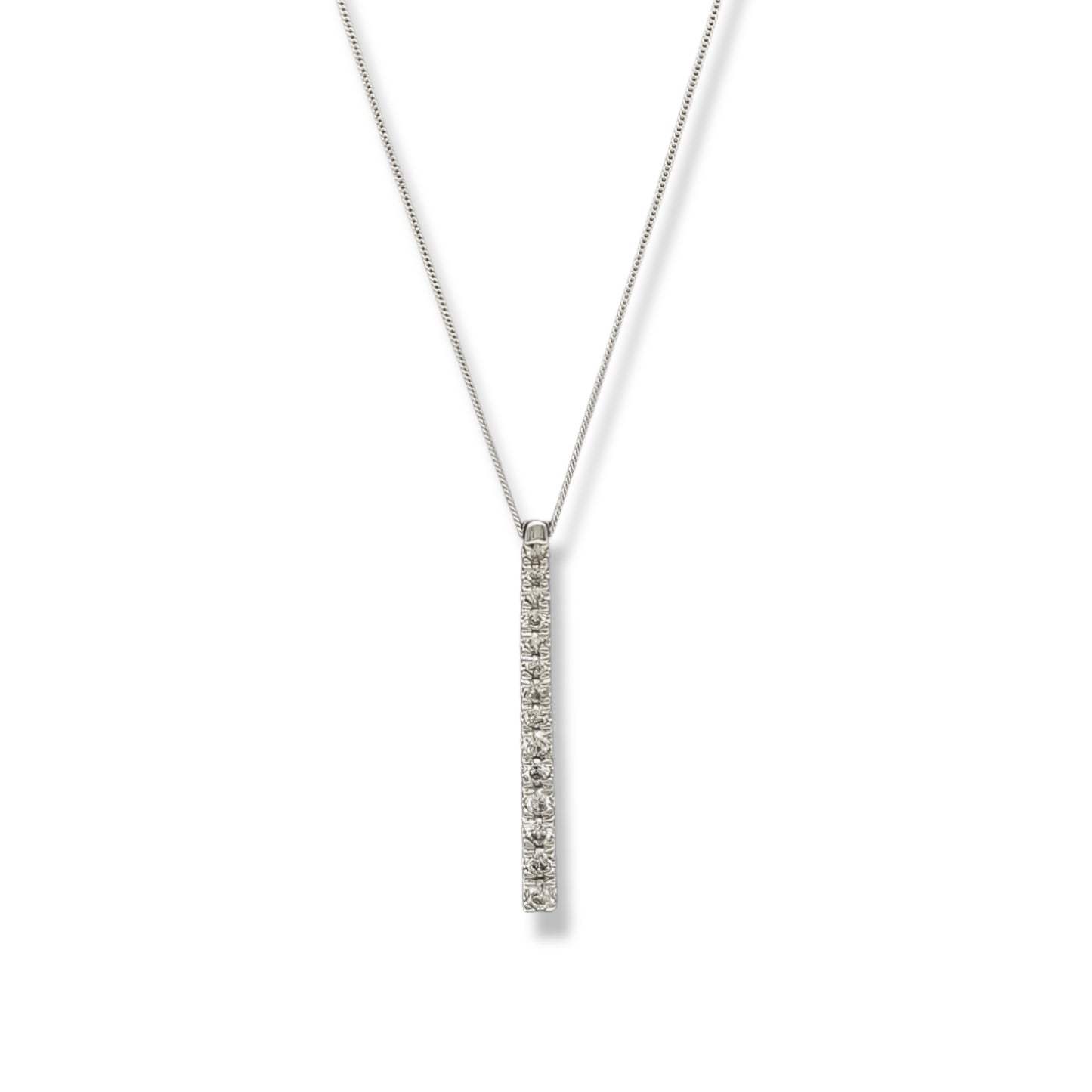 Collar con dije de diamantes para mujer en oro blanco de 14 k